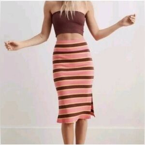 Aerie Size Medium Multi-Colored Ribbed Striped Skirt NWT